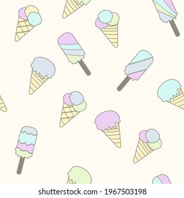 ice cream of different types - seamless vector pattern