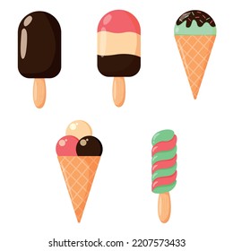 The Ice Cream, different types. Vector illustration
