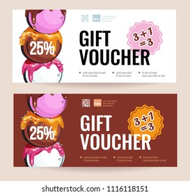 Ice cream discount voucher template. Vector illustration