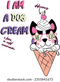 ice cream dog cute girl hello 