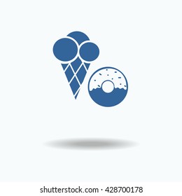 ice cream donut icon. Flat icon, One of set web icons. eps 10.