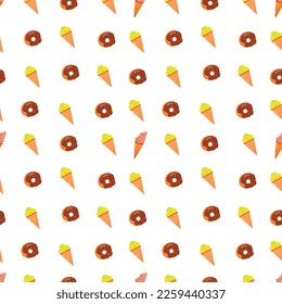 Ice cream and donut seamless pattern