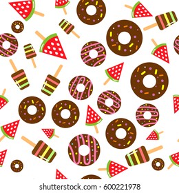 Ice cream and donut seamless pattern. Eps10