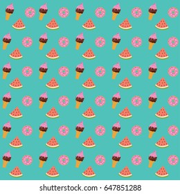 Ice cream and donut seamless pattern