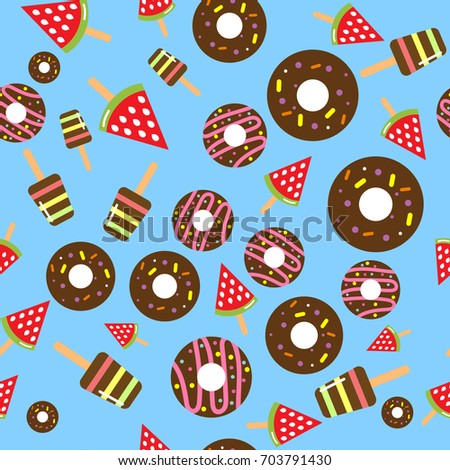 Ice cream and donut seamless pattern