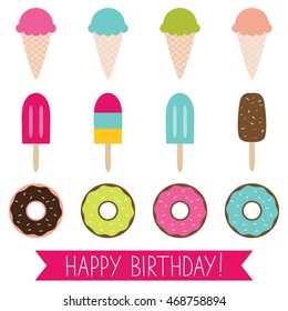 Ice cream and donuts vector set