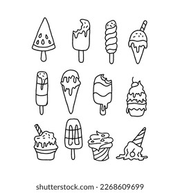 Ice Cream doodle art illustrations vector