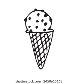 ice cream. doodle. black lines. sweet. summer. cooling. a sketch. The ice cream is hand-drawn. different types of cooling ice cream. on a white background. vector. food. dessert. cold. sweetness.