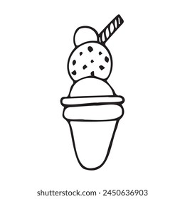  ice cream. doodle. black lines. sweet. summer. cooling. a sketch. The ice cream is hand-drawn. different types of cooling ice cream. on a white background. vector. food. dessert. cold. sweetness.