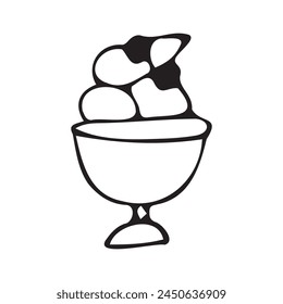  ice cream. doodle. black lines. sweet. summer. cooling. a sketch. The ice cream is hand-drawn. different types of cooling ice cream. on a white background. vector. food. dessert. cold. sweetness.