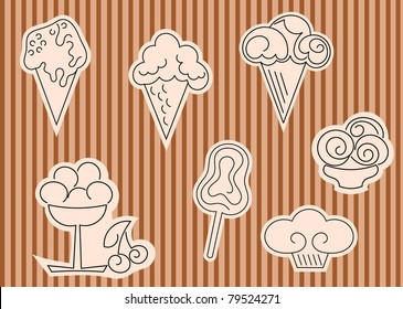 ice cream doodle icon set