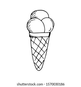Ice Cream Doodle Icon Vector Simple Design