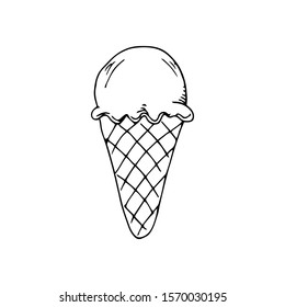 Ice Cream Doodle Icon Vector Simple Design
