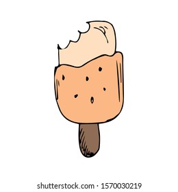 Ice Cream Doodle Icon Vector Simple Design