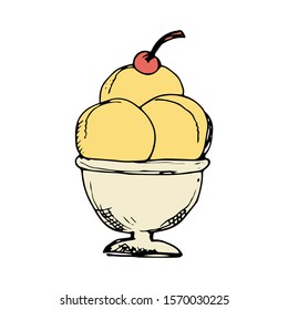 Ice Cream Doodle Icon Vector Simple Design