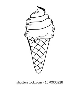 Ice Cream Doodle Icon Vector Simple Design