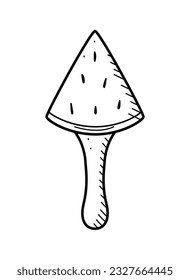 Ice cream doodle icon. Vector illustration of summer desserts popsicles on a stick. Single sketch isolate on white.