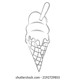 Ice cream doodle illustration. Isolated on white background.