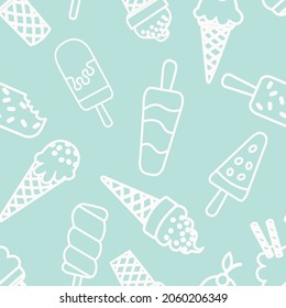 
Ice cream doodle illustration. Vector dessert seamless pattern background.