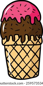 Ice cream doodle illustration vector