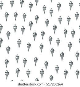 Ice cream doodle pattern. Seamless background. Vector.