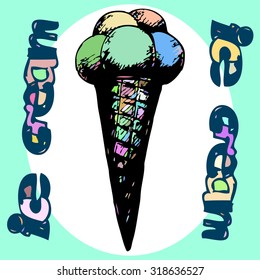 Ice cream doodle set.