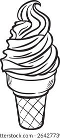ice cream doodle set - coloring page for kids and adults