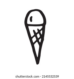 Ice cream doodle set. Simple isolated vector illustration. Black on white backgroud.