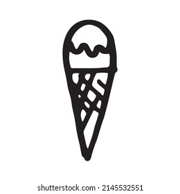 Ice cream doodle set. Simple isolated vector illustration. Black on white backgroud.
