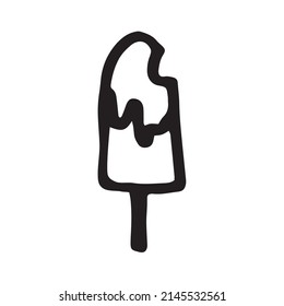 Ice cream doodle set. Simple isolated vector illustration. Black on white backgroud.