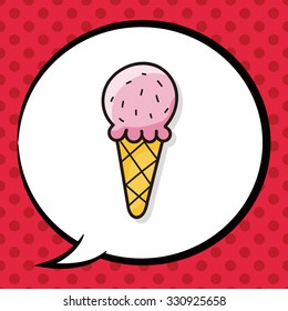 ice cream doodle, speech bubble