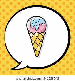 ice cream doodle, speech bubble