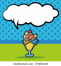 ice cream doodle, speech bubble
