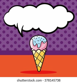 ice cream doodle, speech bubble