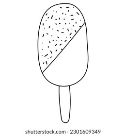Helado en forma de doodle con vestimenta. Arte de la línea. Postre congelado vector dibujado a mano