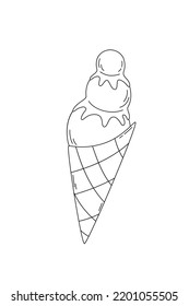 Estilo de doodle helado. Ilustración de dibujos animados de vector plano, clipart.