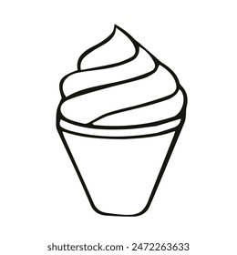 Ice cream in doodle style isolated on white background.