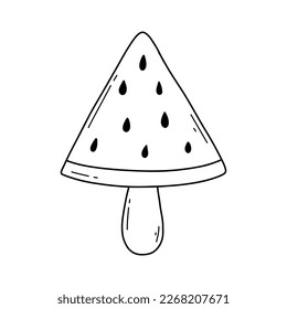 Ice cream in doodle style. Vector illustration. Linear style. Cold ice cream. Summer dessert.