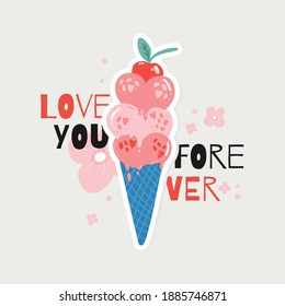 Ice cream Doodle valentine's day element