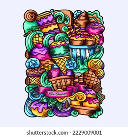 Ice Cream Doodle Vector Element Design Illustration