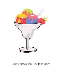 Eslabón relleno del vector del doodle de helado Sticker. archivo EPS 10