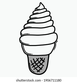 ice cream doodle vector icon. Drawing sketch illustration hand drawn line.