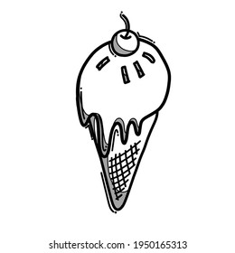 ice cream doodle vector icon. Drawing sketch illustration hand drawn line.
