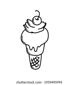 Ice cream Doodle vector icon. Drawing sketch illustration hand drawn cartoon line.