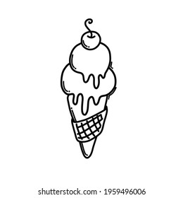 Ice cream Doodle vector icon. Drawing sketch illustration hand drawn cartoon line.
