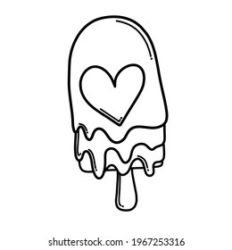 Icono vectorial de Doodle helado. Dibujo de la ilustración de la caricatura dibujada a mano.
