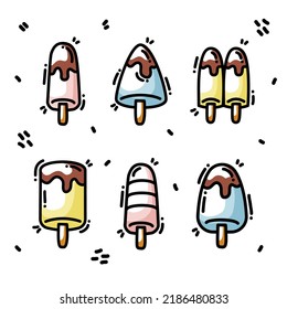 Ice cream doodle vector illustration on a white background