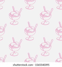 ice cream doodle vector seamless pattern