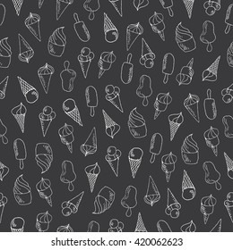 Ice Cream doodles seamless pattern