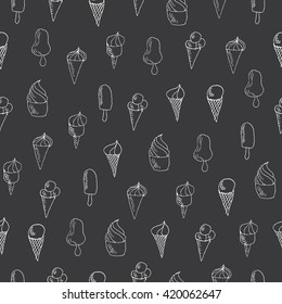 Ice Cream doodles seamless pattern